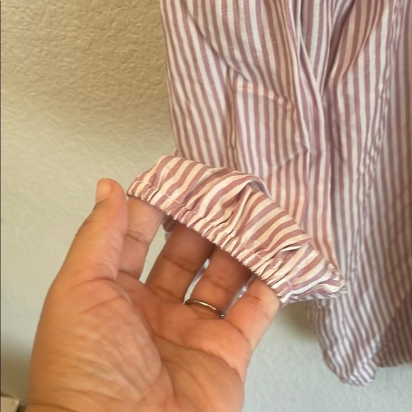 Lane Bryant Striped Lace Accent Women's Top - Picture 4 of 5